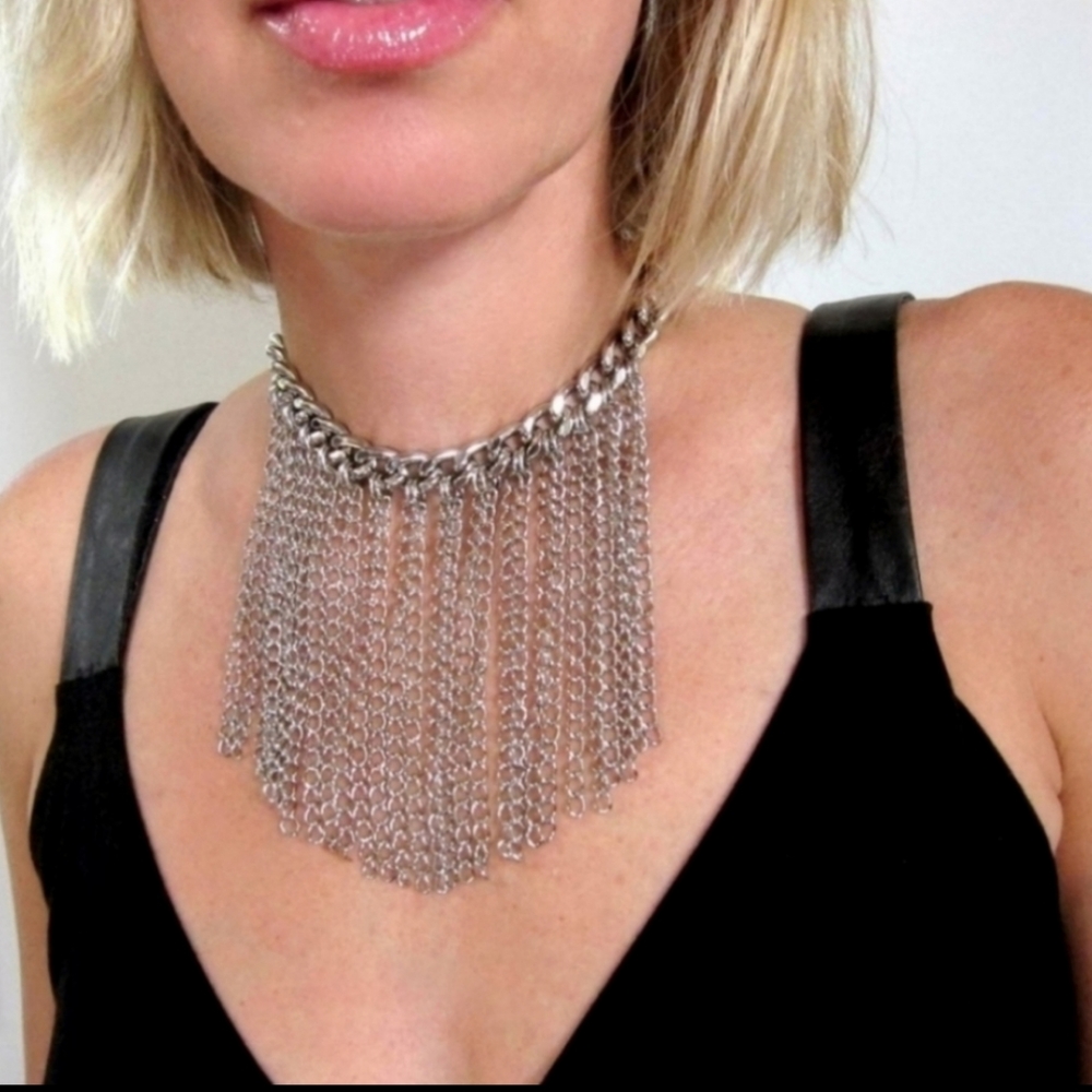 Jessica Elliot Rhodium Fringe Choker